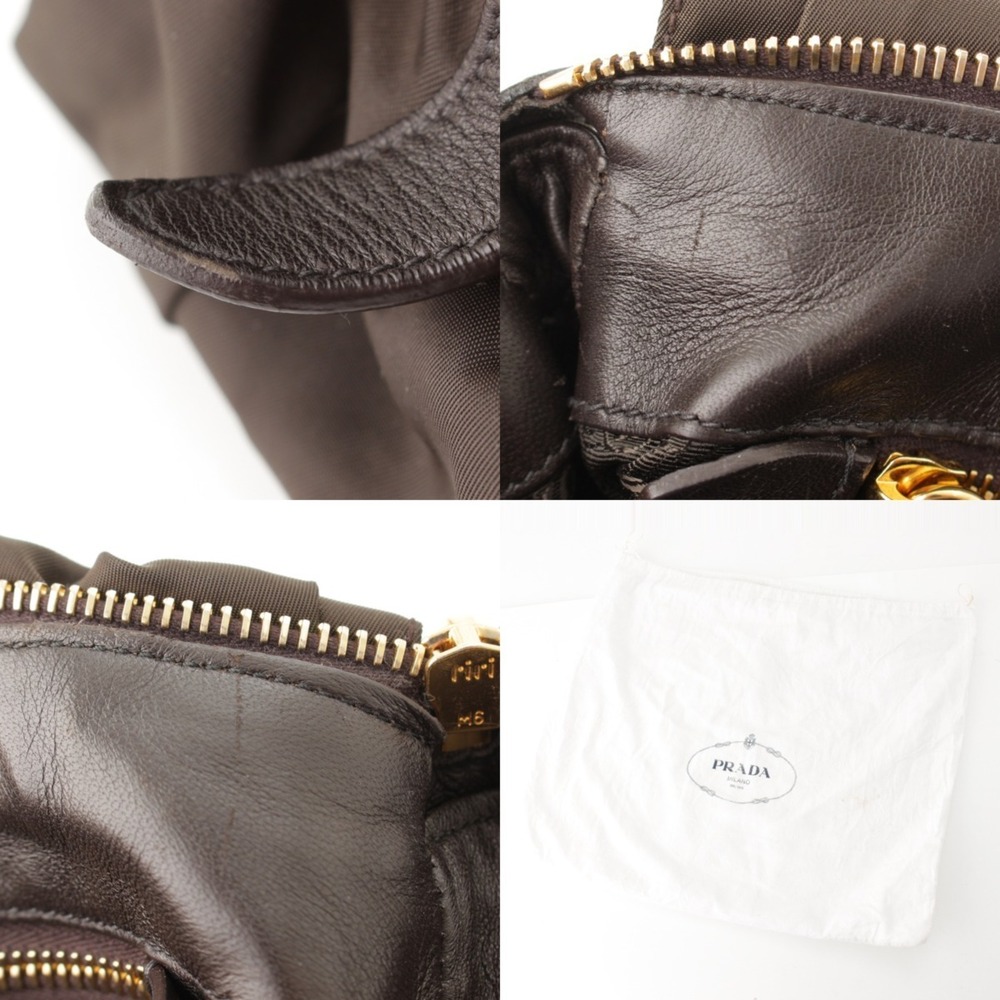 Prada Tessuto Gaufre Gathered Handbag Dark Khaki - Picture 8 of 9